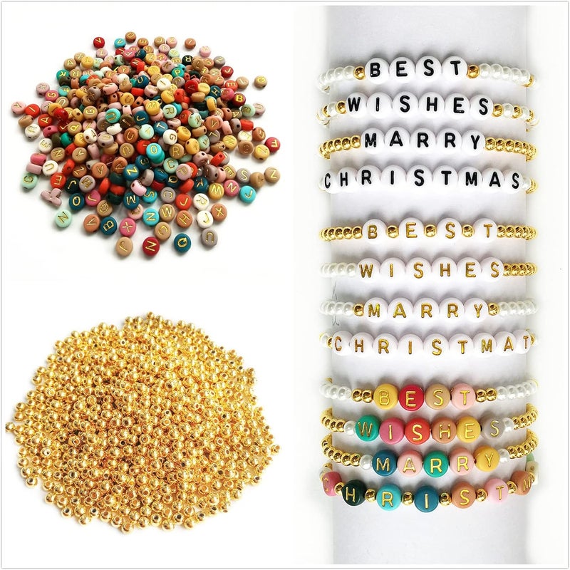 Looconi Amaney 2000pcs Beads Kits,Letter Beads and Gold Spacer Beads for DIY Bracelet Necklace Craft Jewelry Making Colorful - Image 5